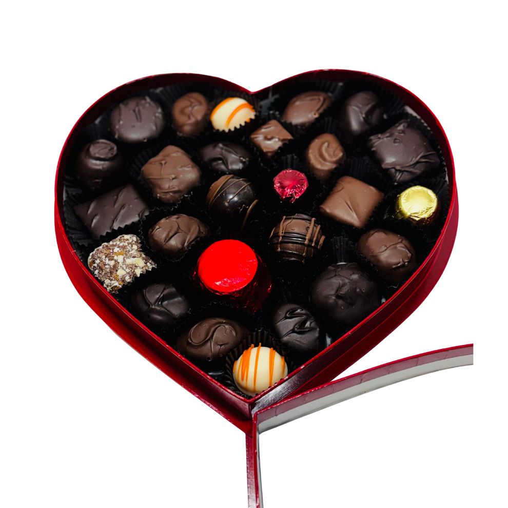 Large heart-shaped chocolate box with assorted artisan chocolates – Valentine’s Minneapolis